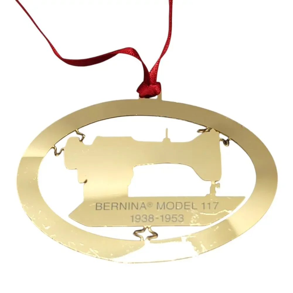 Vintage 2001 Bernina Model 117 Sewing Machine Gold Metal Christmas Ornament